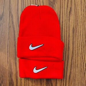Nike Bright Red Beanie with White Logo